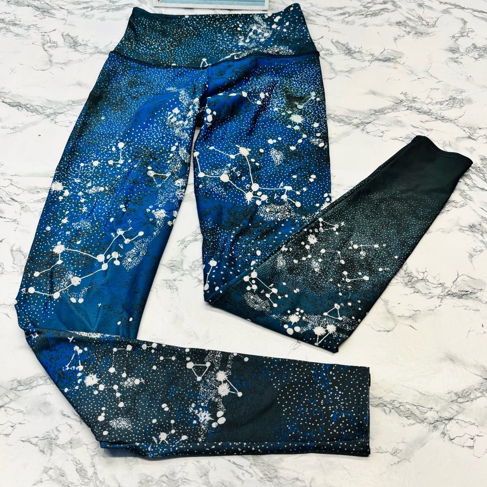 Onzie Blue & Black Galaxy Constellation Athleisure Leggings Size Small